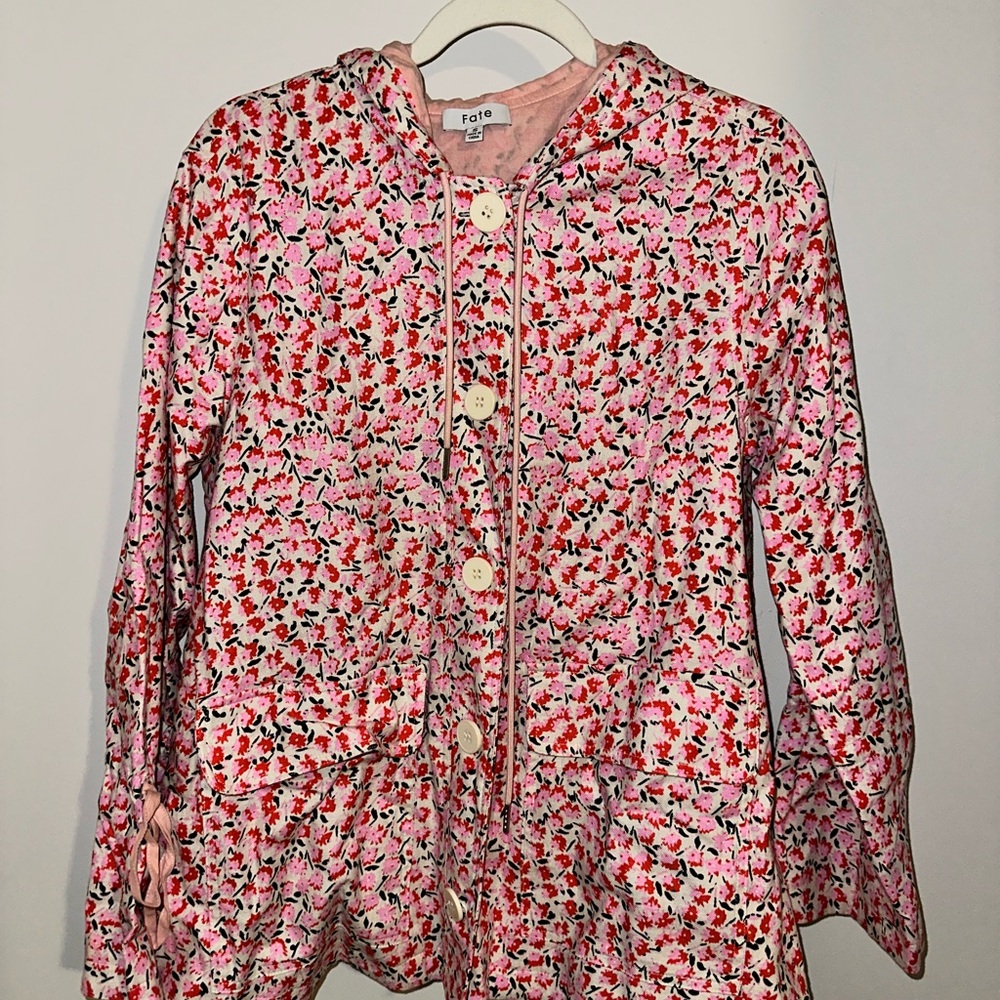 Fate Pink and Red Floral Button Hoodie Jacket